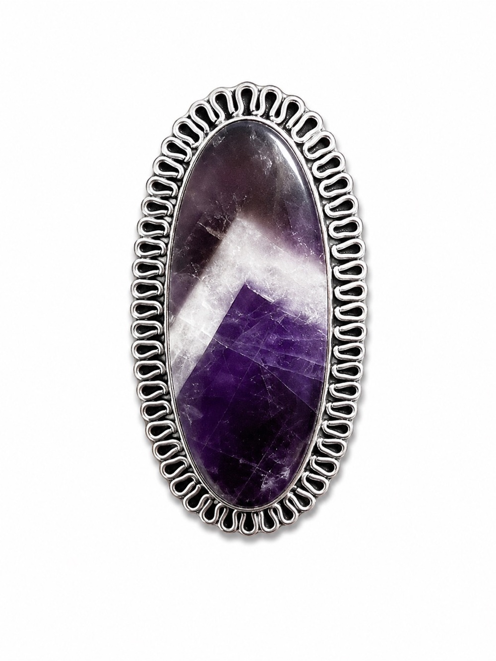 Sterling-Style Oval Amethyst Statement Ring in Purple